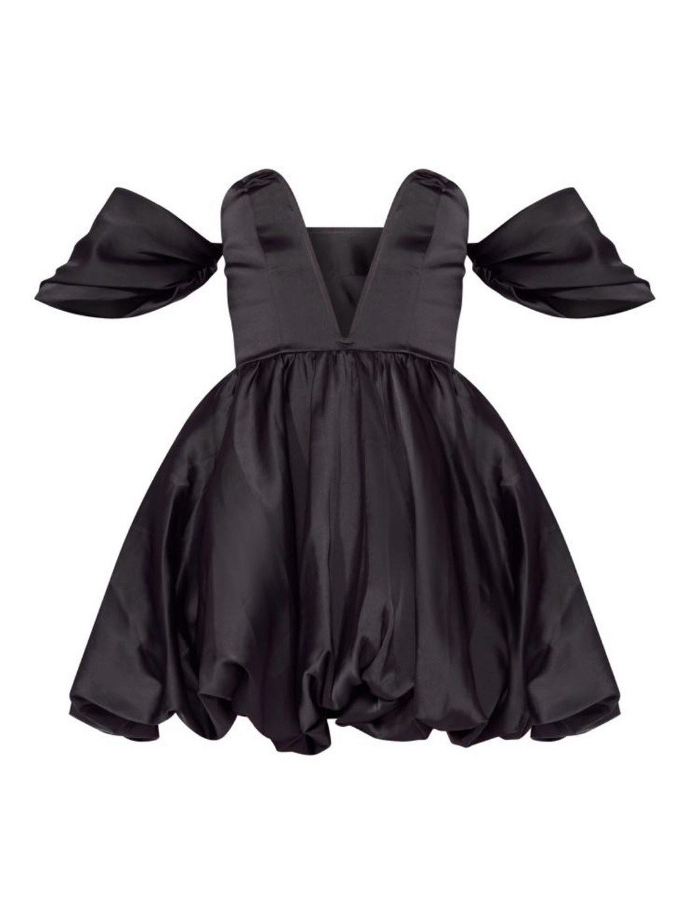 PrettyLittleThing Black Satin Bubble Mini Dress